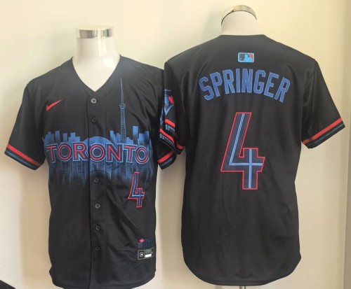 City Edition Toronto Blue Jays Alternate SPRINGER 4 Black Baseball Jersey MLB Shirt
