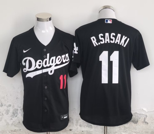 Los Angeles Dodgers R.SASAKI 11 Black Cool Base MLB Jersey