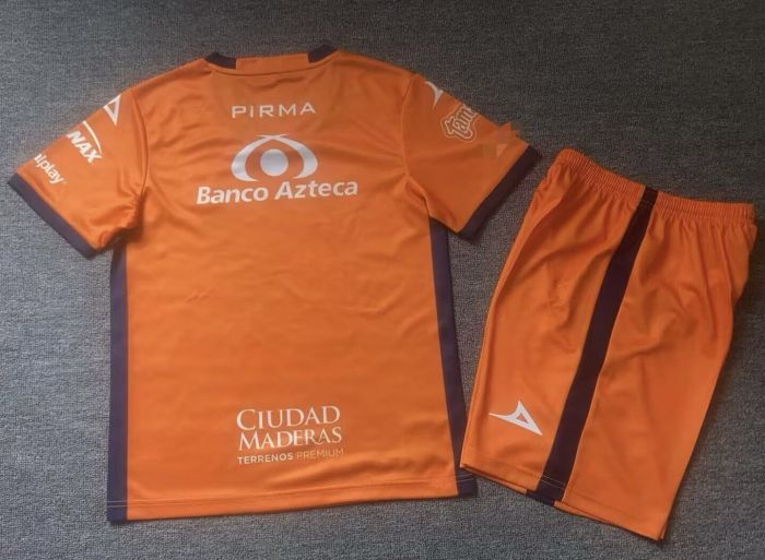 Youth Uniform Kids Kit 2025-2026 Puebla Orange Soccer Jersey Shorts Child Football Set