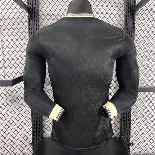 with Sponor Logo Long Sleeve Maillot Juve Shirt Player Version Juventus 2025-2026 Third Away Black Soccer Jersey Football Shirt