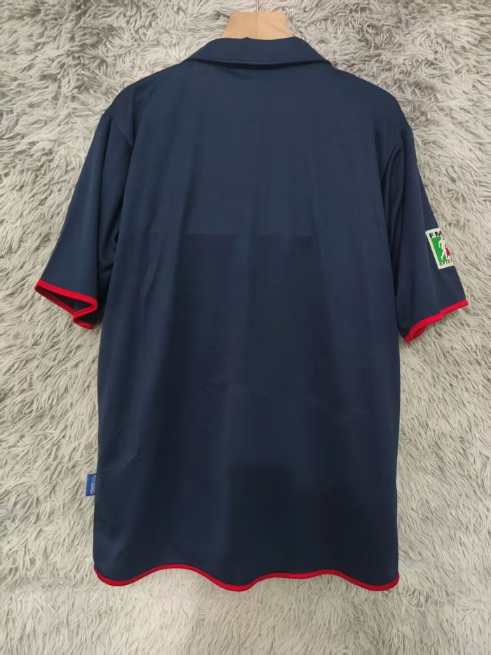 with FMF Patch Retro Jersey 2003-2004 Chivas Away Dark Blue Soccer Jersey Vintage Football Shirt