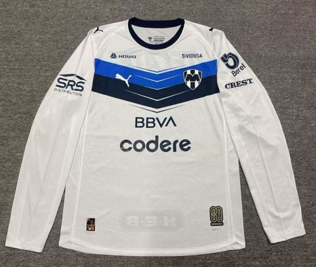 Long Sleeve Player Version 2025-2026 Monterrey Away White Soccer Jersey Menterrey Football Shirt