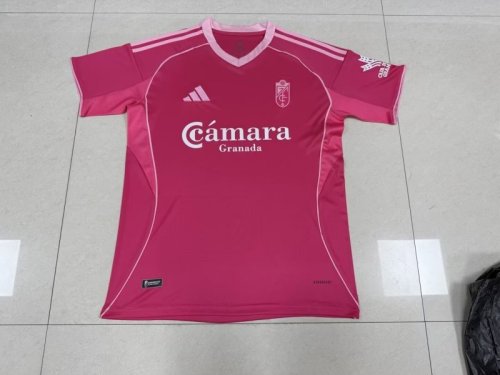 with Sponor Logo Fan Version 2025-2026 Granada Pink Soccer Jersey Football Shirt