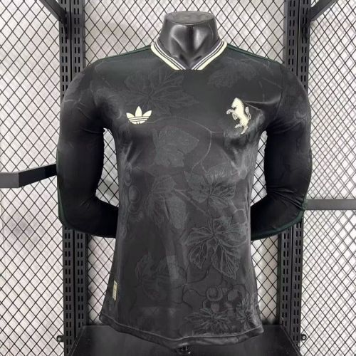 without Sponor Logo Long Sleeve Maillot Juve Shirt Player Version Juventus 2025-2026 Third Away Black Soccer Jersey Football Shirt