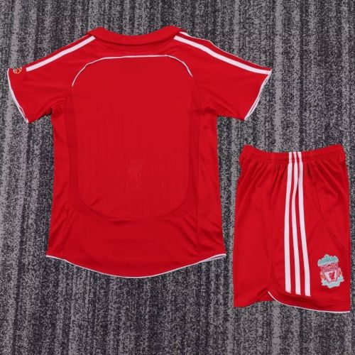 Retro Youth Uniform Kids Kit 2006-2008 Liverpool Home Soccer Jersey Shorts Vintage Child Football Set