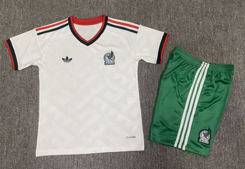 Youth Uniform Kids Kit 2026 Mexico Away White Soccer Jersey Shorts Child Football Set