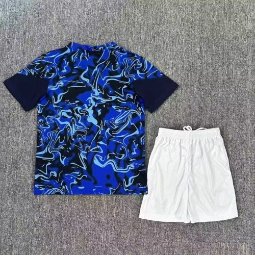 Youth Uniform Kids Kit Everton 2025-2026 Dark Blue Soccer Training Jersey Shorts Child Football Set