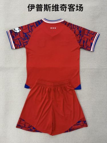 Youth Uniform Kids Kit 2025-2026 Ipswich Town Away Red Soccer Jersey Shorts Child Football Set