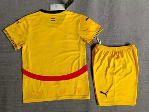 Youth Uniform Kids Kit 2026 Ghana Away Yellow Soccer Jersey Shorts Child Football Set