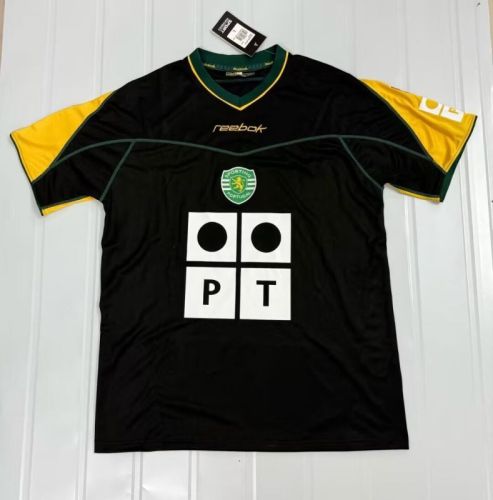 Retro Jersey 2002-2003 Sporting Lisbon Away Black Soccer Jersey Vintage Football Shirt
