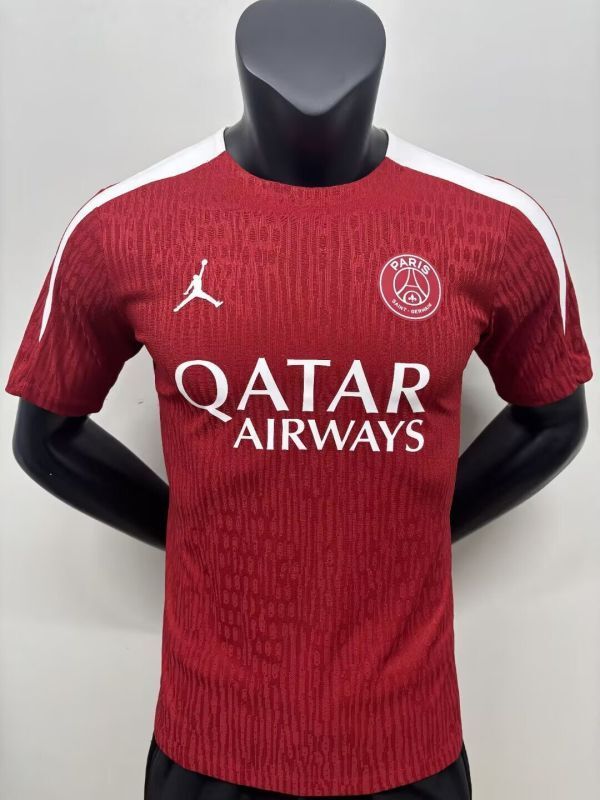 Player Version 2025-2026 PSG Red/White Soccer Training Jersey Football Maillot