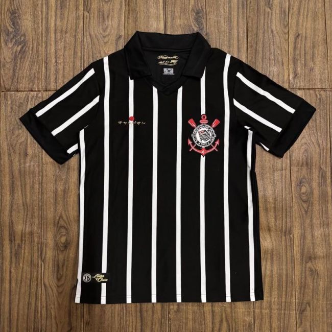 Fan Version 2025-2026 Corinthians Black/White Soccer Jersey Football Shirt