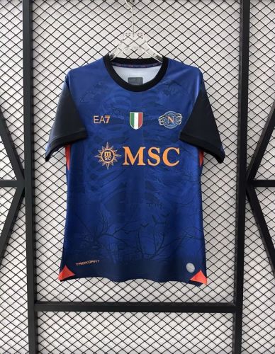 with Scudetto Patch Fan Version 2025-2026 Calcio Napoli Dark Blue Halloween Version Football Shirt Napoles Soccer Jersey