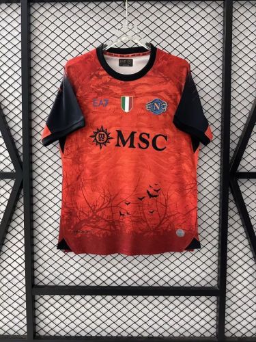 with Scudetto Patch Fan Version 2025-2026 Calcio Napoli Orange Halloween Version Football Shirt Napoles Soccer Jersey