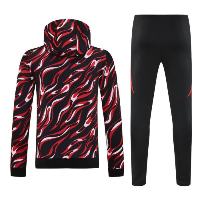 with Caps 2025-2026 Barcelona Black/Red Soccer Training Hoodie and Pants Football Hoody