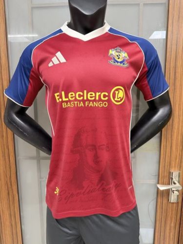 Fan Version 2025-2026 Sporting Club de Bastia Third Away Red Soccer Jersey Paris Football Maillot