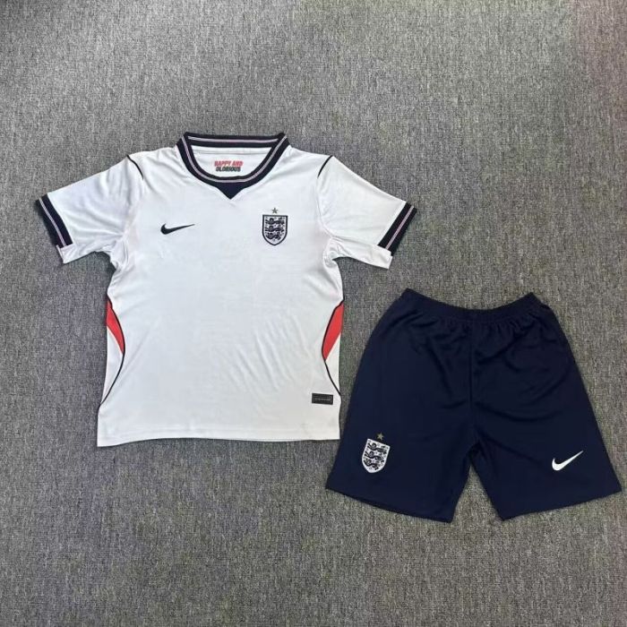Youth Uniform Kids Kit England 2026 Home Soccer Jersey Shorts Child Football Set