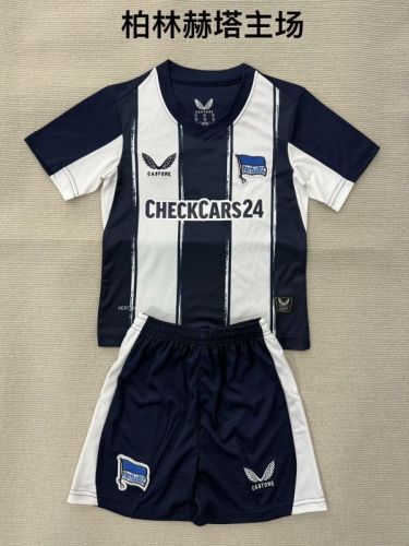 Youth Uniform Kids Kit 2025-2026 Hertha BSC Home Soccer Jersey Shorts Child Football Set