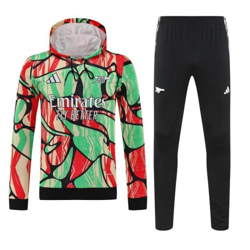 with Caps 2025-2026 Arsenal Green/Red Soccer Training Hoodie and Pants Football Hoody
