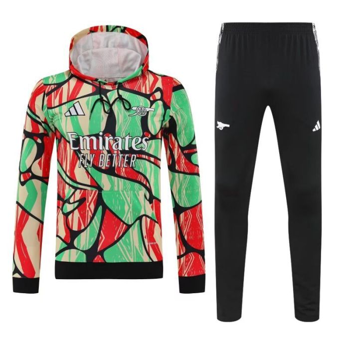 with Caps 2025-2026 Arsenal Green/Red Soccer Training Hoodie and Pants Football Hoody