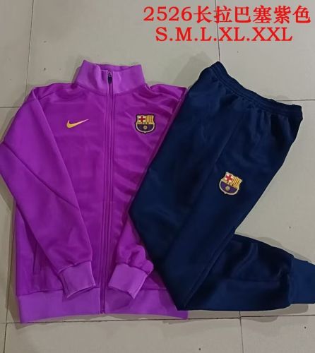 Adult 2025-2026 Barcelona Purple Soccer Jacket and Long Pants Football Tracksuit