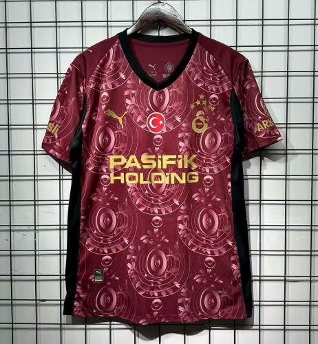 with Sponor Logo Fan Version 2025-2026 Galatasaray Third Away Red Soccer Jersey Football Shirt