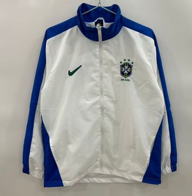 2025-2026 Brazil White/Blue Soccer Windbreaker Jacket Brasil Football Jacket
