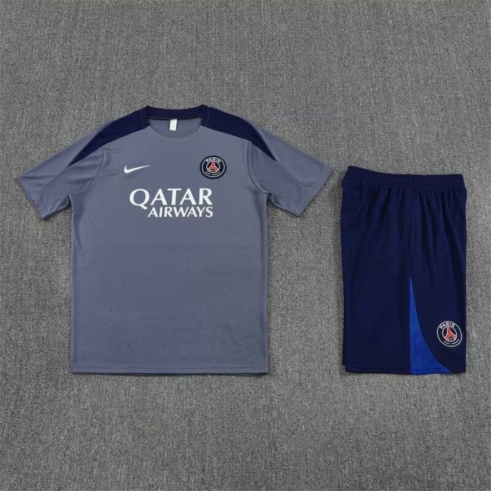 Adult Uniform 2025-2026 PSG Dark Grey Soccer Training Jersey and Shorts Football Kits