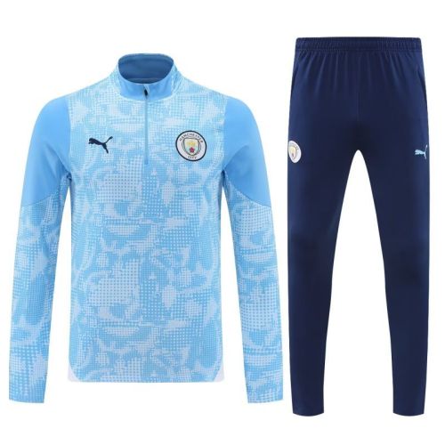 2025-2026 Manchester City Blue Soccer Training Sweater and Pants Football Kit