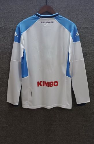 Long Sleeve Retro Jersey 2019-2020 Calcio Napoli Away White Soccer Jersey Napoles Vintage Football Shirt