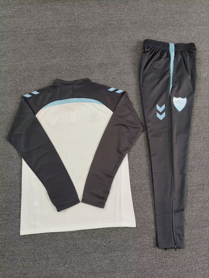 2025-2026 Malaga White/Black Soccer Training Sweater and Pants Football Kit