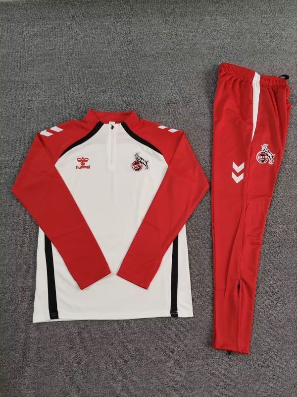 2025-2026 Koln White/Red Soccer Training Sweater and Pants Football Kit