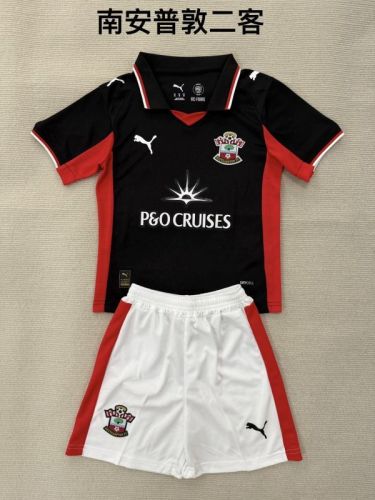 Youth Uniform Kids Kit 2025-2026 Southampton Third Away Black Soccer Jersey Shorts Child Football Set