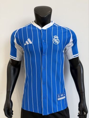 Player Version 2025-2026 Real Madrid Blue USpack Baseball Jersey MLB Shirt