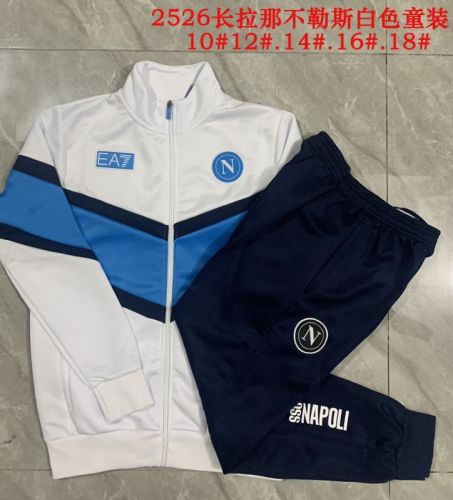 Youth 2025-2026 Napoli White/Blue Soccer Training Jacket Football Jacket and Pants