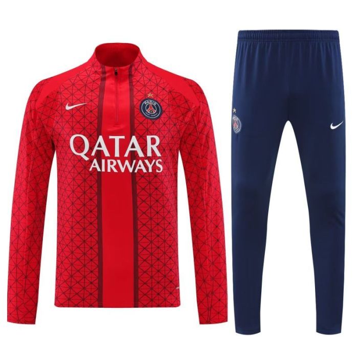 2025-2026 PSG Red Soccer Training Sweater and Pants Football Kit