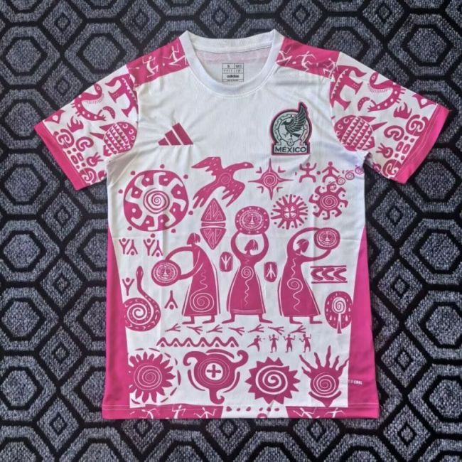Fan Version 2026 Mexico White/Pink Soccer Jersey Football Shirt