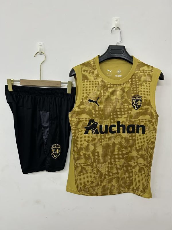 Adult Uniform 2025-2026 Lens Yellow Soccer Training Vest and Shorts Football Set