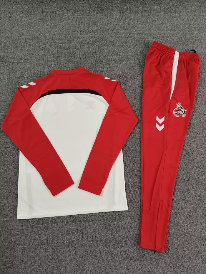 2025-2026 Koln White/Red Soccer Training Sweater and Pants Football Kit