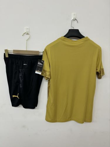 Adult Uniform 2025-2026 Lens Yellow Soccer Training Jersey and Shorts Football Kits