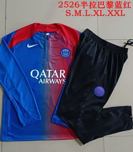2025-2026 PSG Blue/Red Soccer Training Sweater and Pants Football Kit