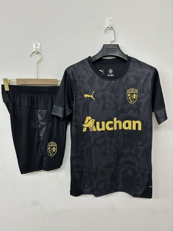 Adult Uniform 2025-2026 Lens Black Soccer Training Jersey and Shorts Football Kits