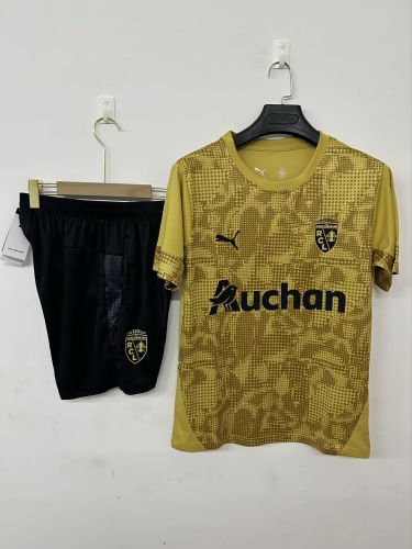Adult Uniform 2025-2026 Lens Yellow Soccer Training Jersey and Shorts Football Kits