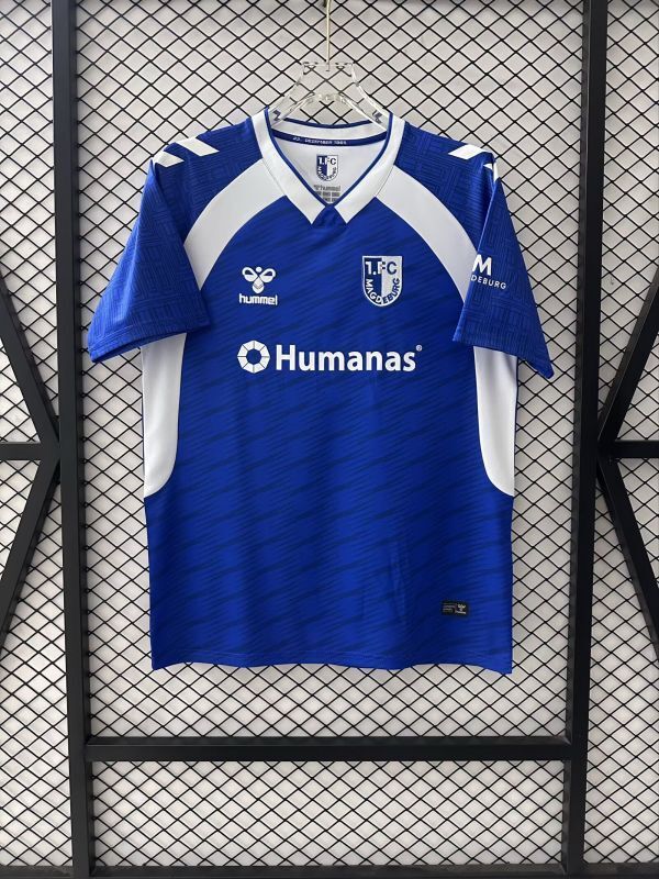 Fan Version 2025-2026 1. FC Magdeburg Home Soccer Jersey Football Shirt