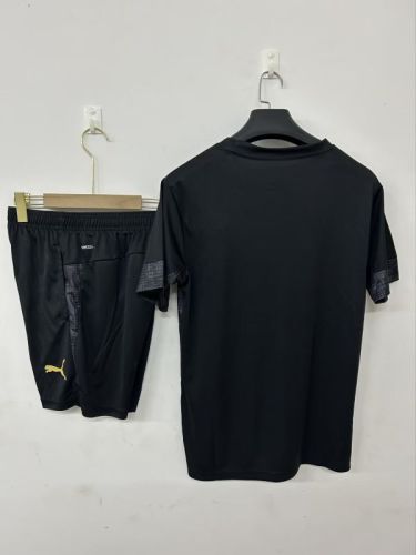 Adult Uniform 2025-2026 Lens Black Soccer Training Jersey and Shorts Football Kits