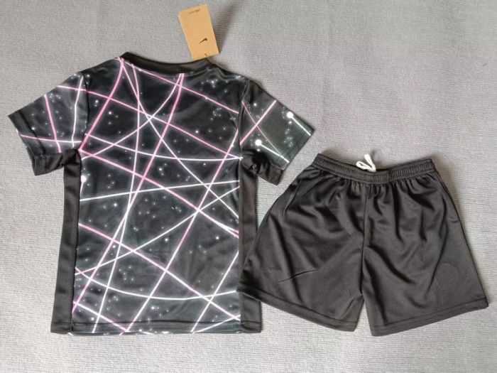 Youth Uniform Kids Kit 2025-2026 PSG Black/Pink Soccer Training Jersey Shorts Paris Child Football Set