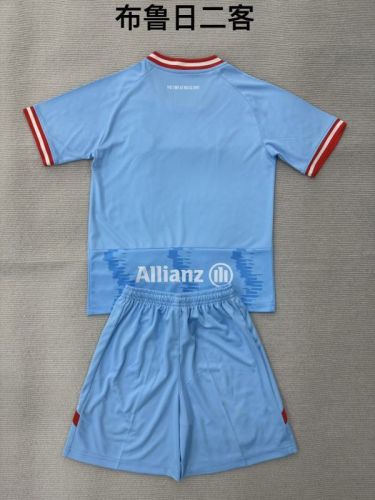 Youth Uniform Kids Kit 2025-2026 Brugge Third Away Light Blue Soccer Jersey Shorts Child Football Set