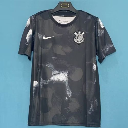 Fan Version 2025-2026 Corinthians Black Soccer Pre-match Jersey Football Shirt