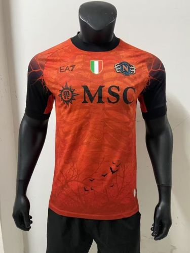 with Scudetto Patch Player Version 2025-2026 Calcio Napoli Orange Halloween Version Football Shirt Napoles Soccer Jersey