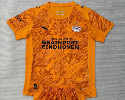 Fan Version 2025-2026 PSV Eindhoven Orange Goalkeeper Soccer Jersey Football Shirt